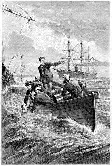 Cherbourg Collection: Boat of the Deerhound rescuing Captain Raphael Semmes, 1864 (c1880)