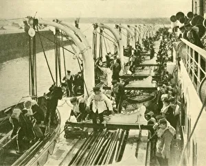 Shipping Line Gallery: Boat Drill Aboard the Aquitania. c1930. Creator: Unknown