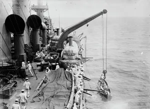 Cruiser Prints: Boat Drill on USS Washington, between c1910 and c1915. Creator: Bain News Service