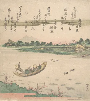 Keisai Eisen Prints: Boat Ferrying Across River, ca. 1840. Creator: Ikeda Eisen