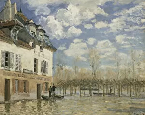 Alfred 1839 1899 Gallery: Boat in the Flood at Port Marly, c. 1876. Artist: Sisley, Alfred (1839-1899)