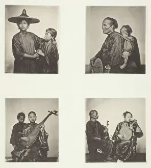 Collotype Gallery: Boat Girls; A Canton Boatwoman and Child; Musicians; Musicians, c. 1868