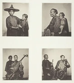 Guangzhou China Prints: Boat Girls; A Canton Boatwoman and Child; Musicians; Musicians, c. 1868