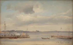 Millboard Prints: A Boat Harbour, Humlebæk, Zealand, 1854. Creator: Wilhelm Peter Carl Petersen