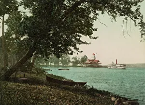 Wharves Prints: The Boat-landing, Lake Chautauqua, New York, c1898. Creator: Unknown