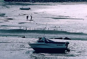 Calvados Prints: Boat at low tide, Port-en-Bessin, Normandy, France