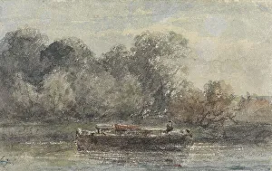 Adrianus Eversen Prints: Boat with lowered mast lying ashore, 1828-1897. Creator: Adrianus Eversen