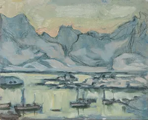 Arctic Ocean Prints: Boat with Net. Study from Lofoten, c1900s. Creator: Anna Katarina Boberg