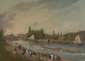 Cheering Gallery: A Boat Race on the River Isis, Oxford, 1822. Creator: John Whessell
