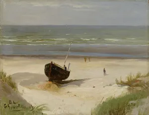 Sandbank Prints: Boat on the Shore, 1870. Creator: Berndt Lindholm
