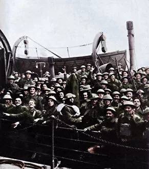Jubilant Collection: A boat of soldiers rescued from Dunkirk, 1940, (1945)