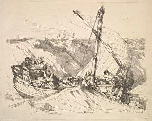 Rowlandson Collection: Boat in a Storm at Sea, 1784-88. Creator: Thomas Rowlandson