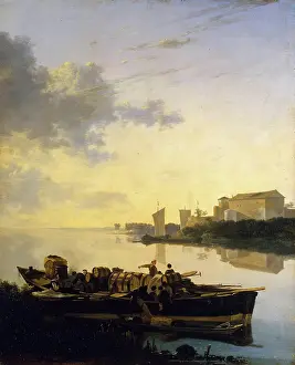 Peaceful Prints: Boat at Sunset, 1655. Creator: Adam Pynacker