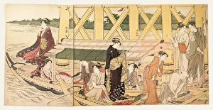 Kiyonaga Prints: Boating Parties under the Ryogoku Bridge, c. 1785