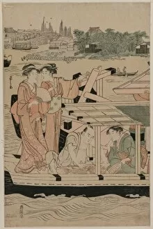 Ch Bunsai Eishi Japanese Gallery: Boating Party on the Sumida River, late 1780s. Creator: Ch?bunsai Eishi (Japanese, 1756-1829)