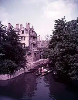 Day Out Prints: Boating on the River Cherwell and back of Magdalen College