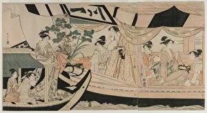 Ch Bunsai Eishi Japanese Gallery: Boating on the Sumida River; Women in a Pleasure Boat on the Sumida River, mid 1790s