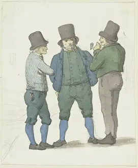 Pipe Prints: A boatman in profile with two other boatmen, c1840s. Creator: Jakob Dielmann