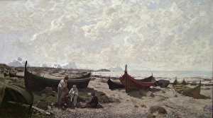 Boats on the Beach, 1883. Creator: Otto Sinding