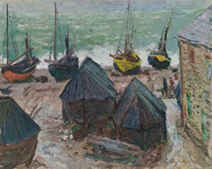 Rooftop Gallery: Boats on the Beach at Étretat, 1885. Creator: Claude Monet