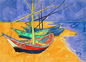Post Impressionist Collection: Boats on the Beach of Les-Saintes-Maries, 1888. Artist: Vincent van Gogh