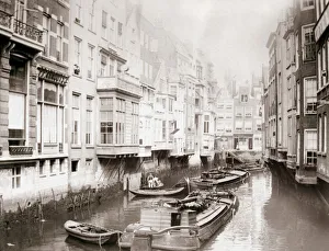 Batkin Prints: Boats on the canal, Amsterdam, 1898. Artist: James Batkin