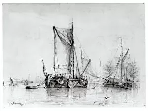 Boats in Harbor, 1878. Creator: Louis Michel Eilshemius