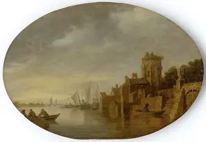 Rowing Boats Prints: Boats in a harbour, 1640-1650. Creator: Follower of Jan van Goyen
