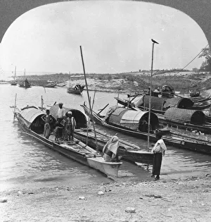 Ayeyarwady Prints: Boats on the Irrawaddy River, Mingun, Burma, 1908. Artist: Stereo Travel Co