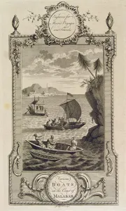 Voyages Prints: Boats on the Malabar coast, engraving in the work Voyages and Travels by John Hamilton Moore