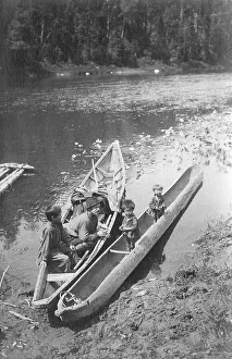 Russian Federation Prints: Boats on the Mrassu River, 1913. Creator: GI Ivanov