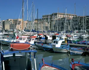 In A Row Prints: Boats, The Old Fort, La Cala, Palermo, Sicily, Italy