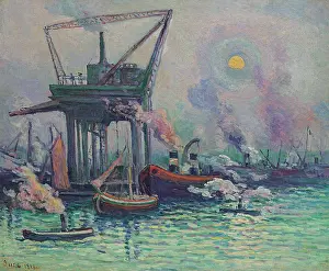 Luce Prints: Boats in the port of Rotterdam, 1919. Creator: Luce, Maximilien (1858-1941)