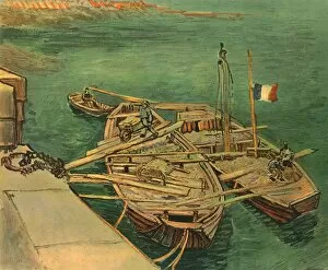 Building Materials Gallery: Boats on the Rhone, August 1888, (1947). Creator: Vincent van Gogh
