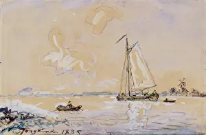 1885 Prints: Boats on a River, 1885. Creator: Johan Barthold Jongkind
