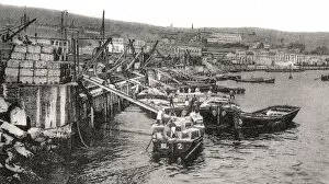 Images Dated 7th March 2008: Boats on the river Malecon, Valparaiso, Chile, c1900s