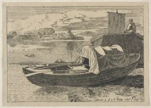 Boats on a River, Windmill in Distance, 1809. Creator: Cornelius Varley (British, 1781-1873)