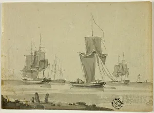 Boats at Sea, c.1800. Creator: Unknown