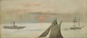 Boats at Sea, Sunset. Artist: Manet, Edouard (1832-1883)