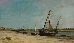 Nord Pas De Calais Gallery: Boats on the Seacoast at Etaples, 1871. Creator: Charles Francois Daubigny