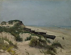 Sandbank Prints: Boats on the Shore, 1870. Creator: Berndt Lindholm