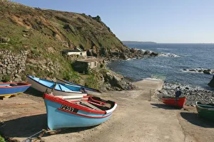Slipway Prints: Boats on the slipway at Cape Cornwall, Cornwall