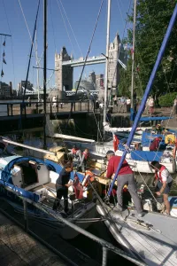 Boats in St Katherines Lock, London
