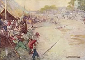 The Boats Stuck In The Mud And Were An Easy Mark, 1908, (c1920). Artist: Joseph Ratcliffe Skelton
