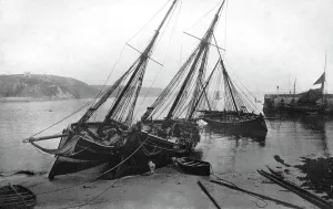 Tenby Prints: Boats in Tenby harbour, Pembrokeshire, Wales, 1924-1926. Artist: Francis Frith & Co
