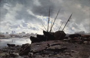 Harbour Front Prints: Boats Waiting for the Tide, 1882. Artist: Emmanuel Lansyer