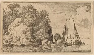 Aldret Van Everdingen Gallery: Two Boats on a Wide River, probably c. 1645 / 1656. Creator: Allart van Everdingen
