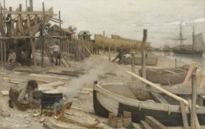 The Boatyard, c. 1875. Creator: Jean-Charles Cazin (French, 1841-1901)