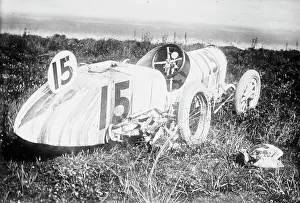 Robert R Prints: Bob Burman's car after accident - Indianapolis