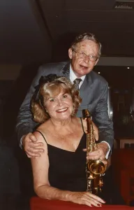 Saxaphone Player Prints: Bob Wilber and Joanne Pug Horton Blackpool Jazz Party 2007. Creator: Brian Foskett